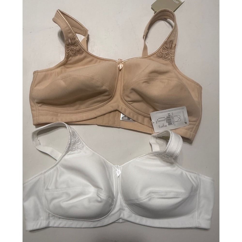 Amoena Kelly Wireless Mastectomy Bra 42B Full Coverage Nude White 2153 NEW 2 Pk